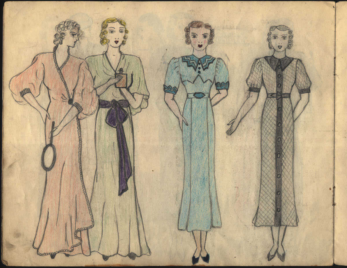 Eine Seite aus Hildas Skizzenbüchern aus Wien, 1938